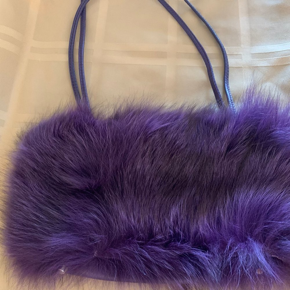 PURPLE FOX FUR PAOLA HANDBAG